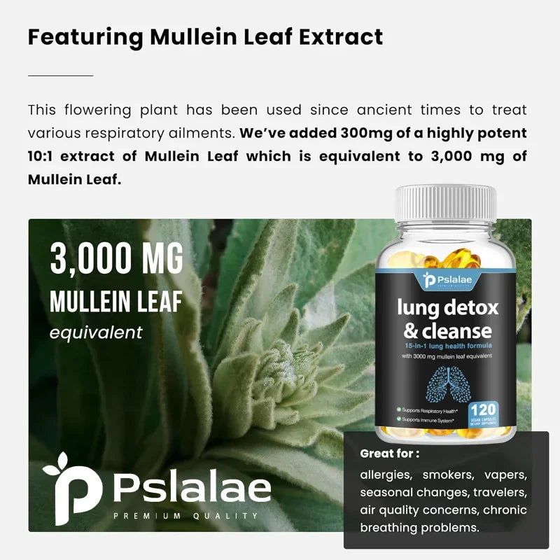 Lung  Detox & Cleanse Capsules - Supports Bronchial and Respiratory Health, Relieves Breathing, Immune Support