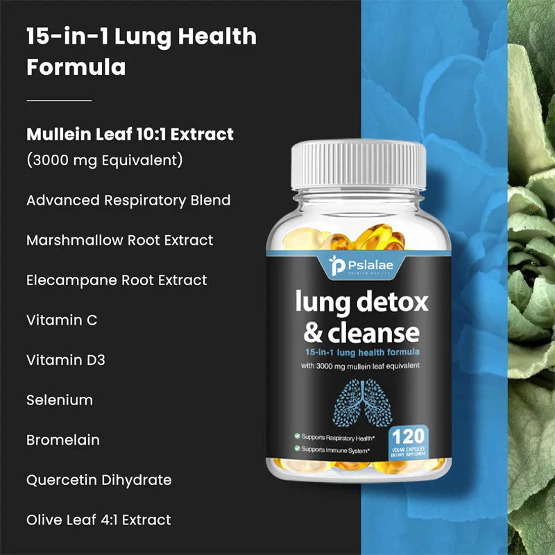Lung  Detox & Cleanse Capsules - Supports Bronchial and Respiratory Health, Relieves Breathing, Immune Support