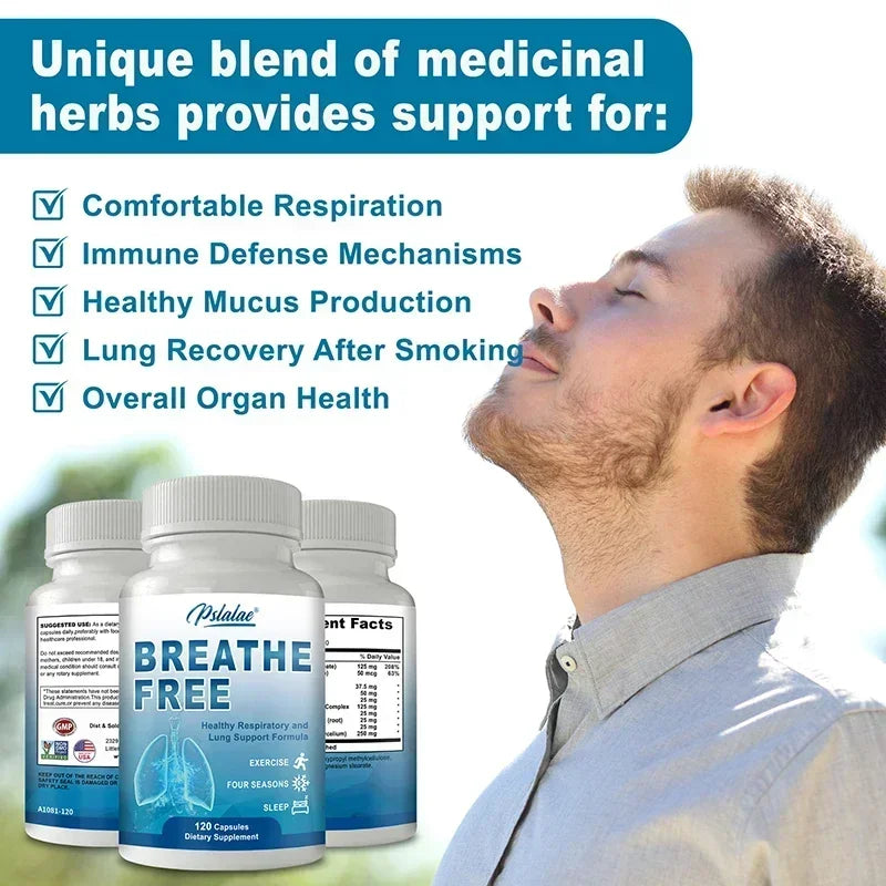 Breathe Free Support - Lung Cleansing and Detoxifying, Supports Respiratory Systems & Immune, Boosts Energy Levels
